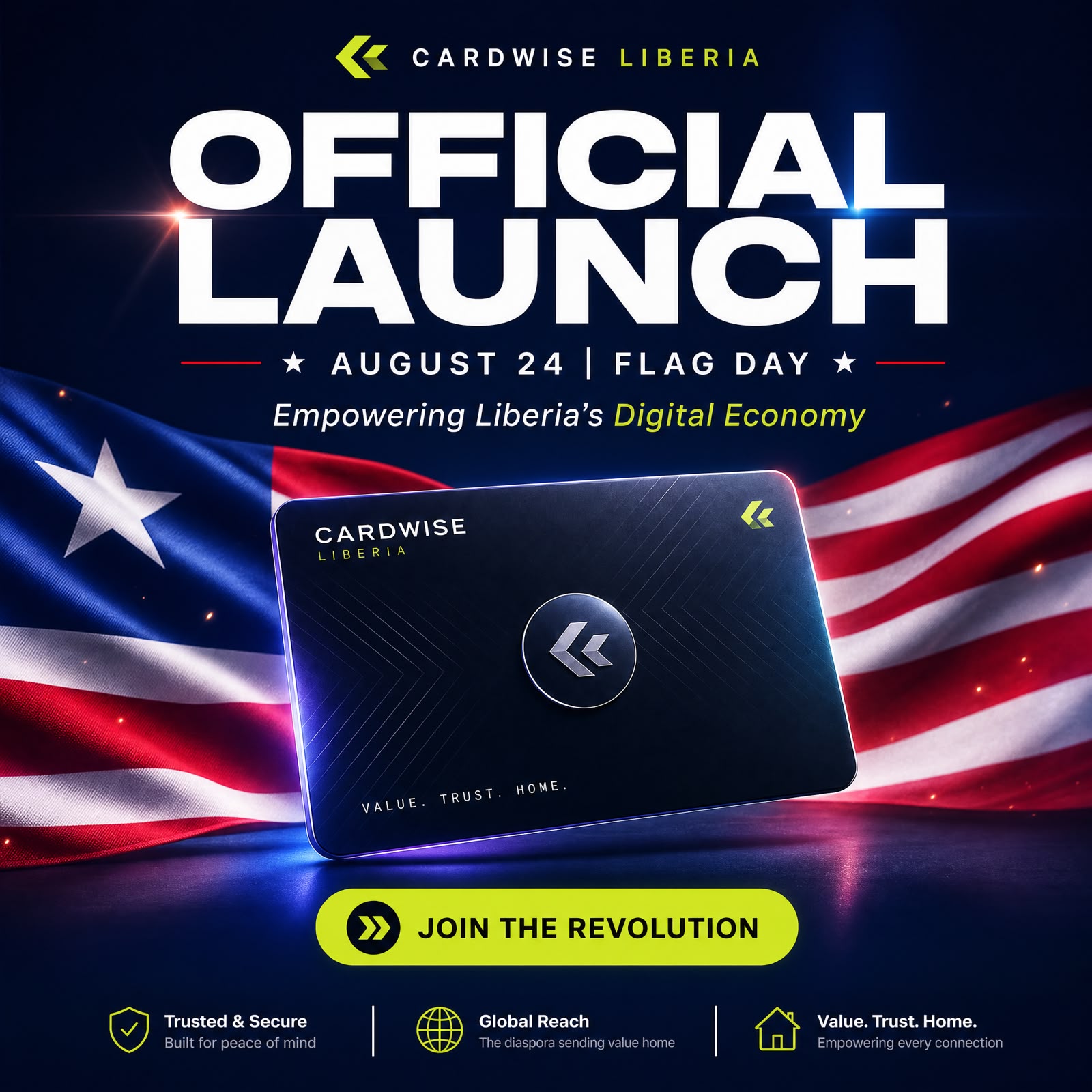 Official Launch — August 24, Flag Day. Empowering Liberia's digital economy.